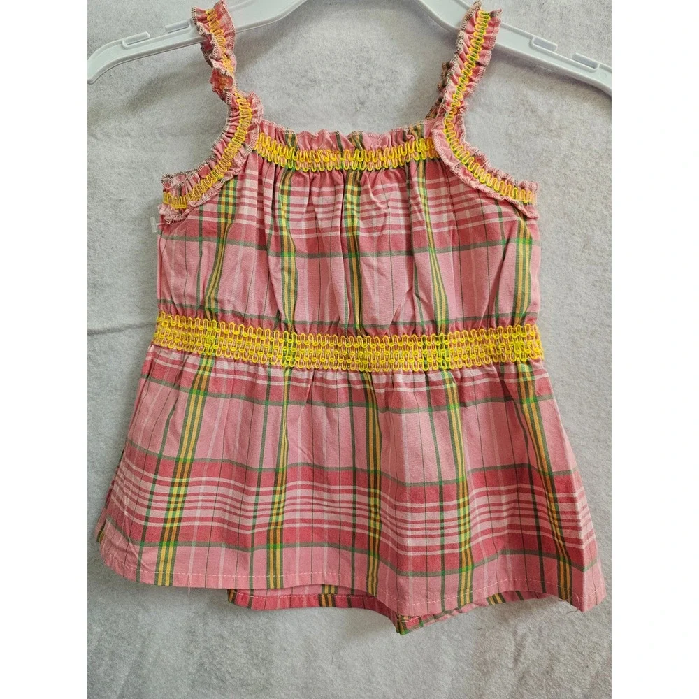TKS The Kids Source Pink Plaid Ruffle Top and Skirt 12 Months Vintage Y2K 1008